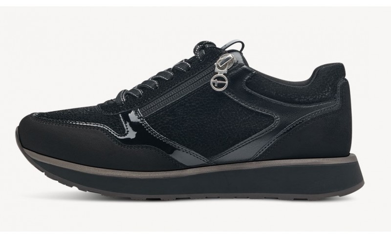 Tamaris μαύρο sneaker με φερμουάρ και κορδόνια 1-23603-41 006 Sneakers